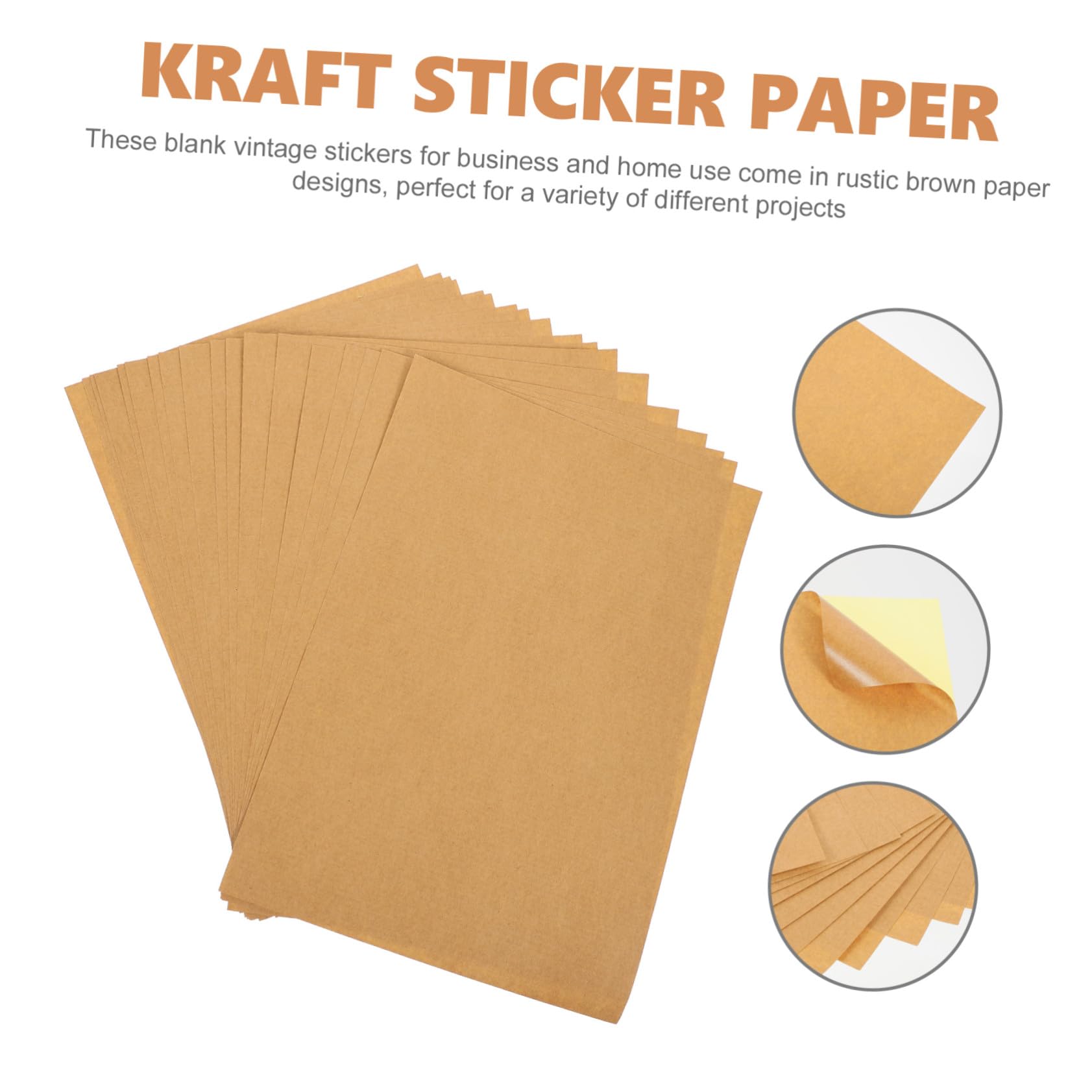 Zerodeko 100 fogli Etichette Carta Kraft Carta Sticker Spessa per Stampante per Etichette Adatta Scuola Libri e Quaderni