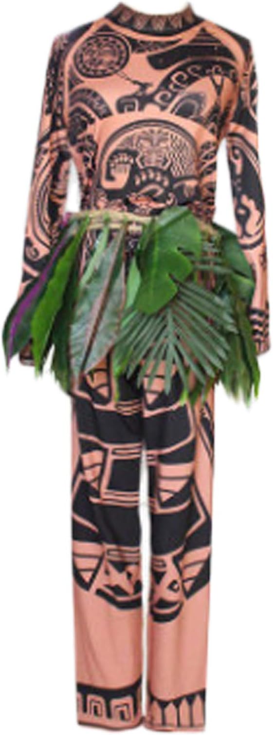 Fanstyle Halloween Costumes Moana Cosplay Maui Suit Maui Tops Pants Leaf Belt 3pcs