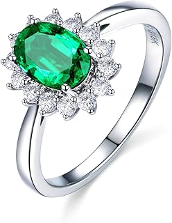Mujer Hombre Unisex 18K oro blanco ovalada verde Emerald