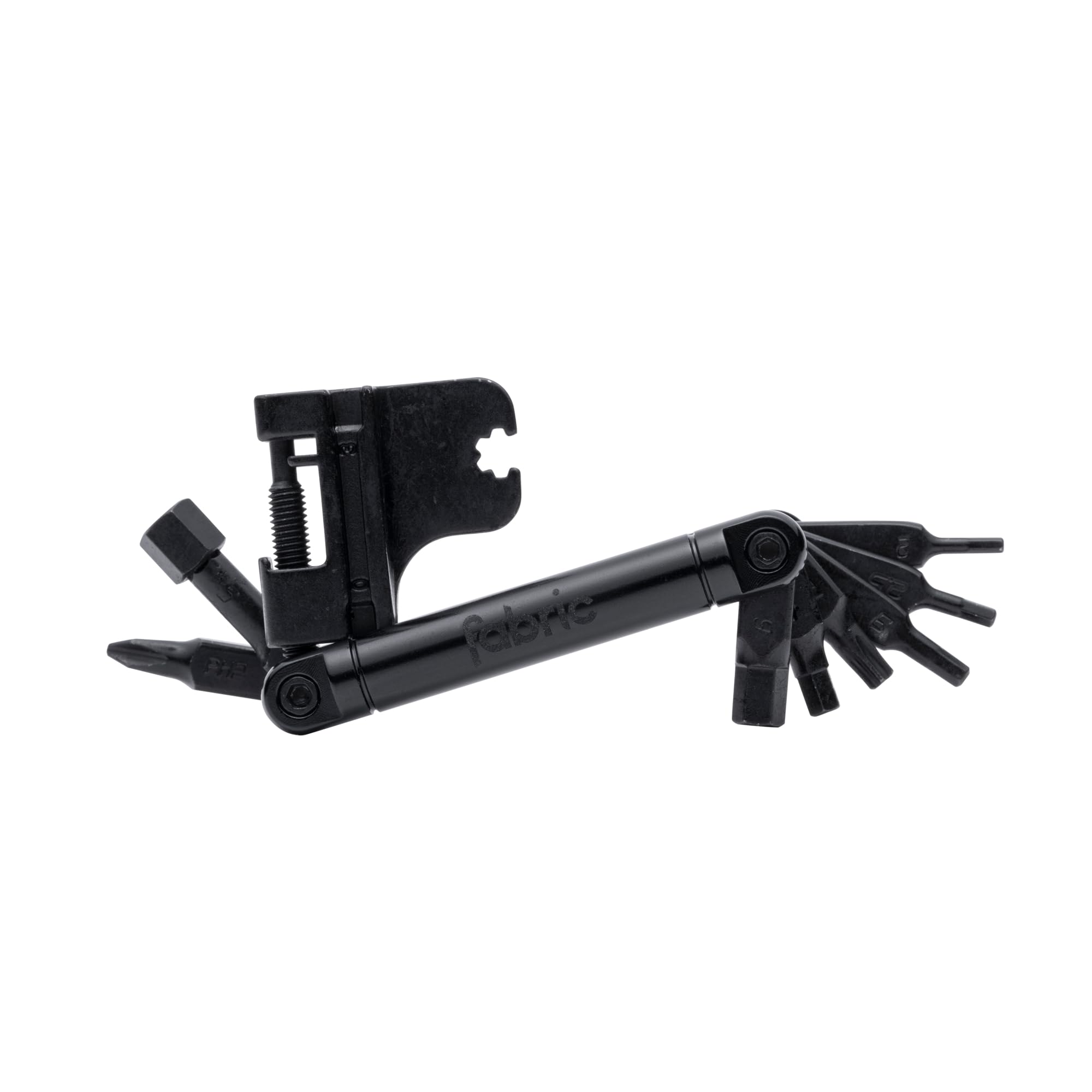 Fabric 16-in-1 Fahrrad Multitool – Kompaktes Fahrradwerkzeug-Set aus Aluminium & CNC-Stahl – Leichtes Mini-Tool mit Kettennieter, Innensechskant, Torx & Speichenschlüssel für Rennrad & MTB Schwarz