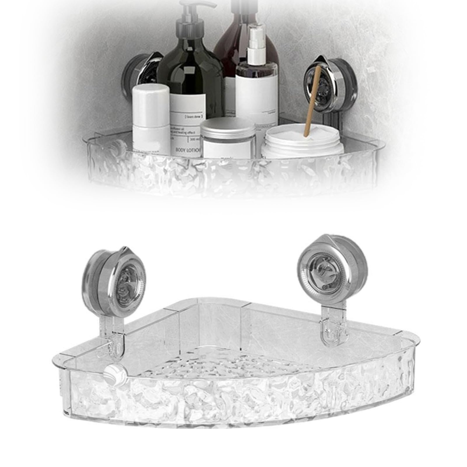 Corrugated Suction Cup Storage Holder 2025 New Removable Shower Shelf No-Drill Wall-Mounted Storage Shelf Clear Wall Caddy Shower
