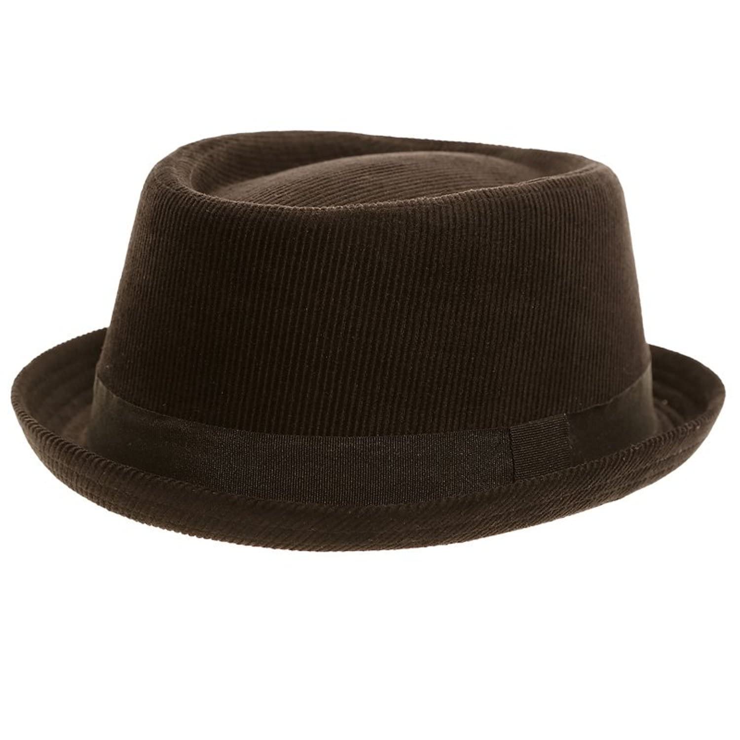 Jmc Men's Black New Cotton Cord Pork Pie Hat With Ribbon Band (59Cm)