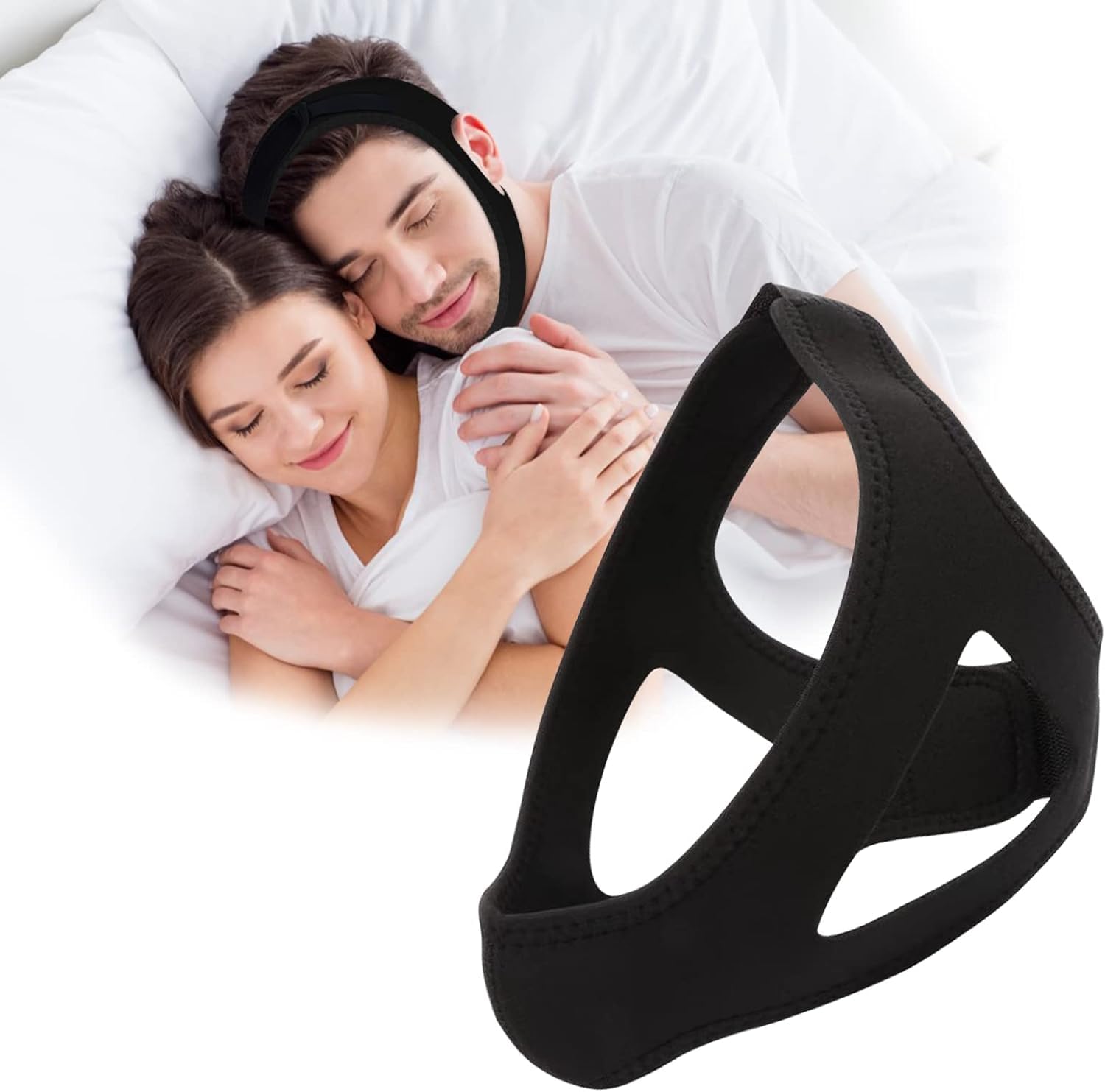 Erweicet Anti Snoring Chin Strap, Snoring Solution Anti Snoring Devices Effective Stop Snoring Adjustable Snore Reduction Chin Strap for Men Women
