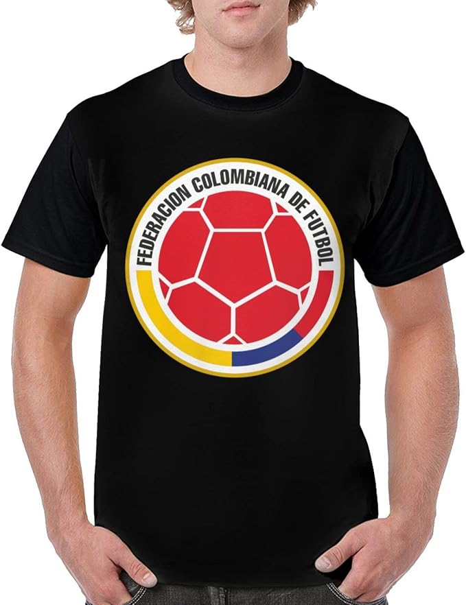 Amazon Co Jp メンズ半袖コロンビア代表サッカーチーム サマープリントtシャツ速乾性シンプルラウンドネックブラックカップルウェアワークとスクールスポーツtシャツの個性 ファッション