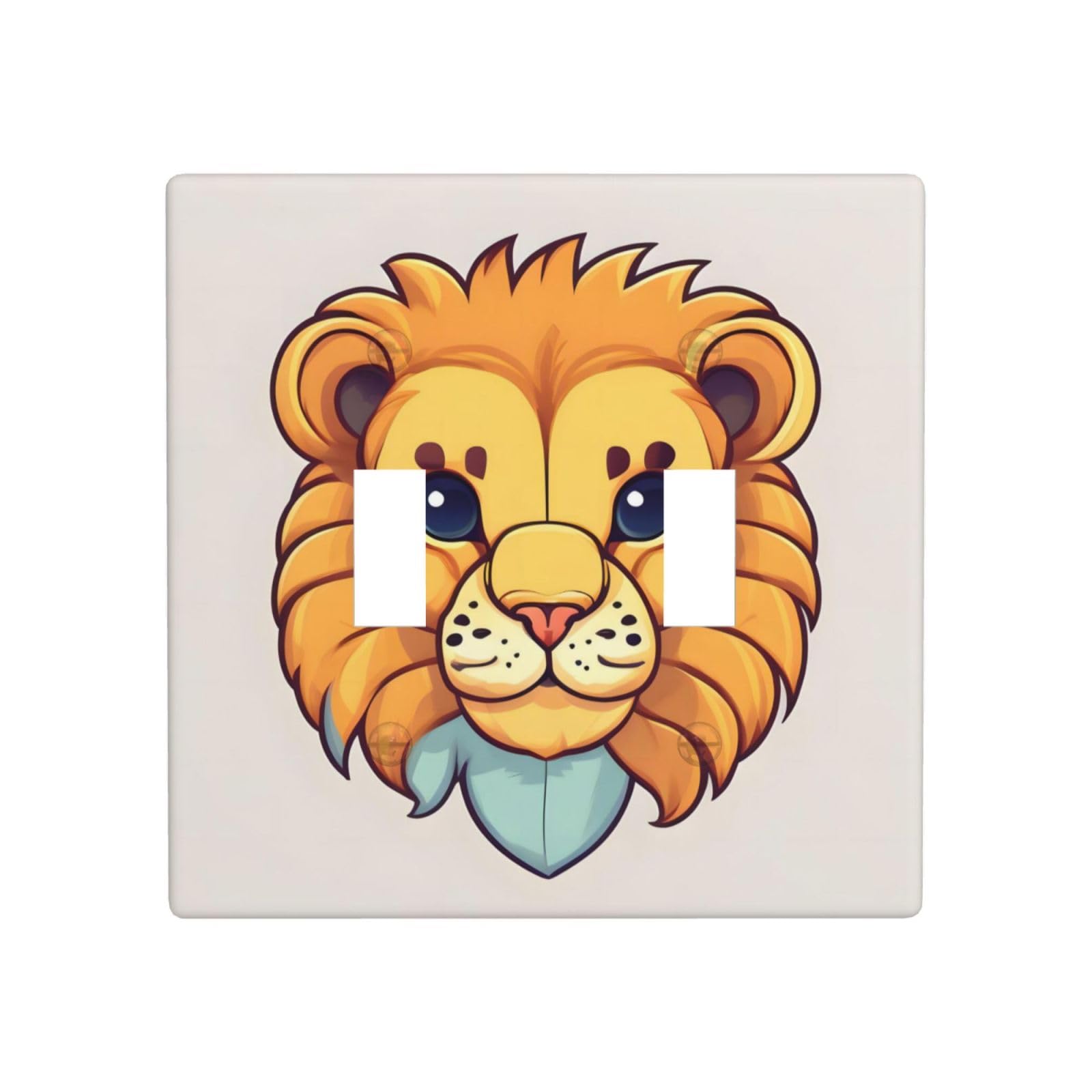 Cartoon cute little lion Durable Decorative Wall Plate Double Switch Cover - PC Material for Living Room, Kitchen, Bedroom