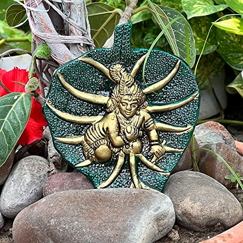Wonder Care WC_Lord Krishna Statue Krishna Metal Idol Figurine-Krishna God of Love and Divine Joy-Murlidhar Krishna Idol for Indian Religious Festival- Home Decor Item (Leaf Krishna) - Image 3