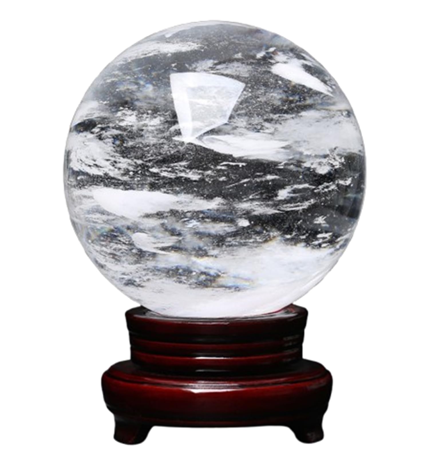 KCDFDVJFBM Melting/Natural Clear Quartz Crystal Sphere,White Balls for Withcraft Home Decor Gemstones Ball with Holder,17cm/6.7in
