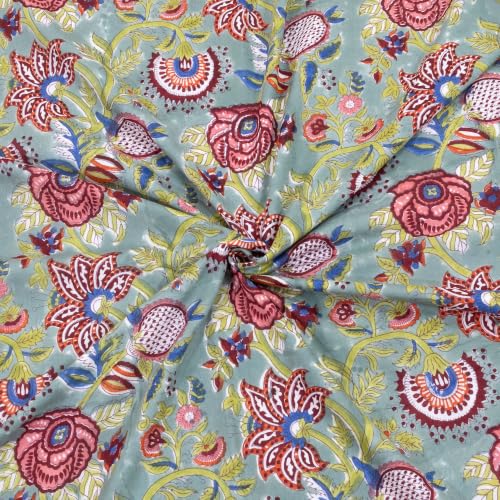 Image of TOAIArt Premium Jaipuri Dohar | AC Blanket Summer Quilt | Hand Block Printed | 3 Layers | Reversible | 150GSM 100% Mulmul Cotton | 100% Cotton Flannel Filling | Queen 90 inch X 108 inch|Rangeela Bagh