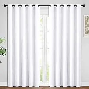 Yakamok Blackout Curtains Room Darkening Thermal Insulated Window Panels,Solid Grommet Top Drapes for Bedroom/Living Room(62Wx84L, Pure White, 2 Panels)