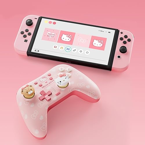 Miniatura 8 de Kuitmor Pink Switch Controller,Hello Kitty Hall Effect Controllers Wireless for Switch 2/1/OLED/Lite,PC,Android,iOS | Bluetooth + Wired,1000mAh