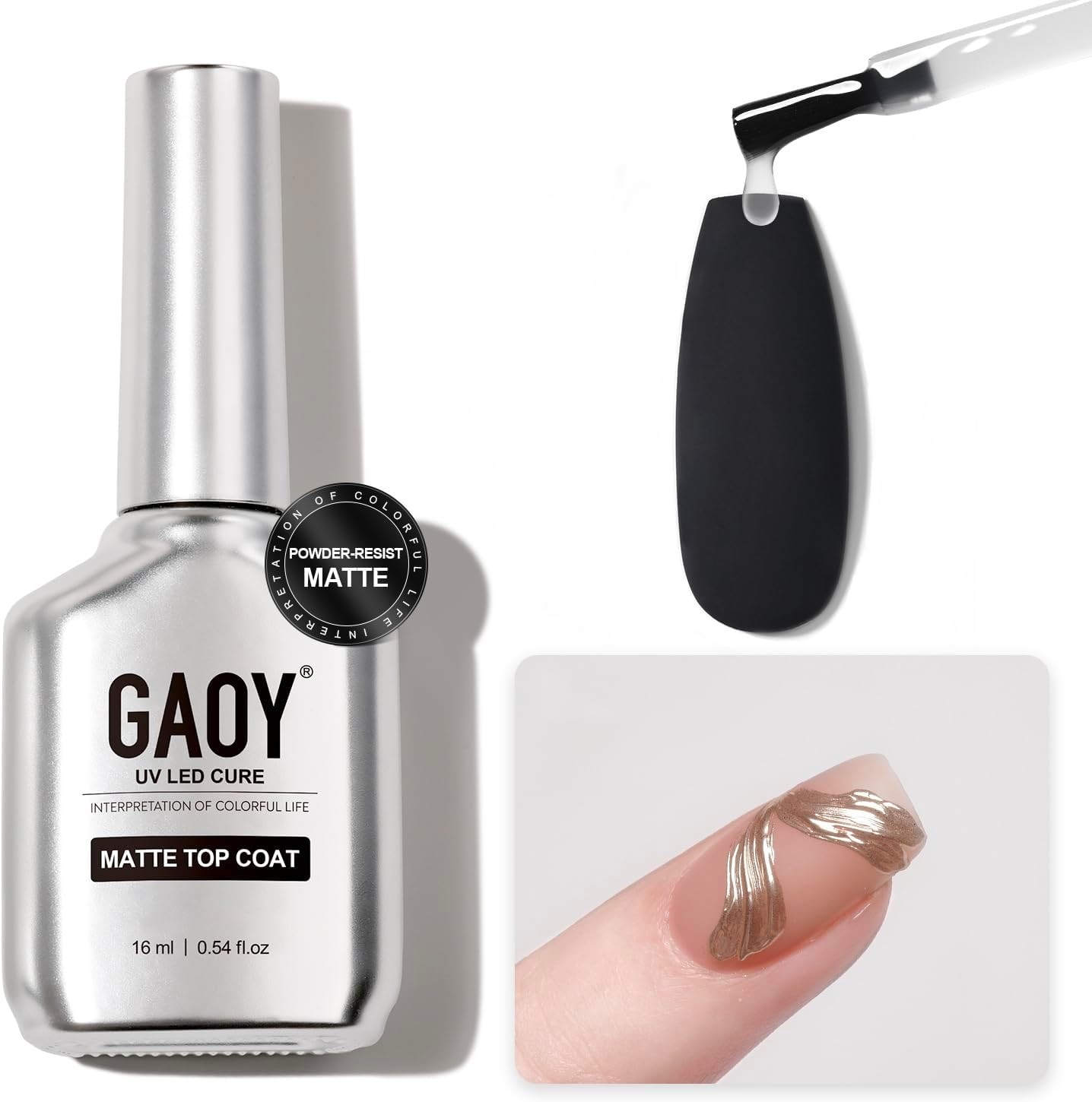 GAOY Matte Gel Top Coat for Gel Nail Polish, 16ml Powder