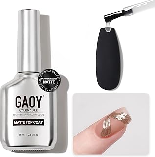 GAOY Matte Gel Top Coat, 16ml Powder-Resist Matte Finish for Detail Chro...