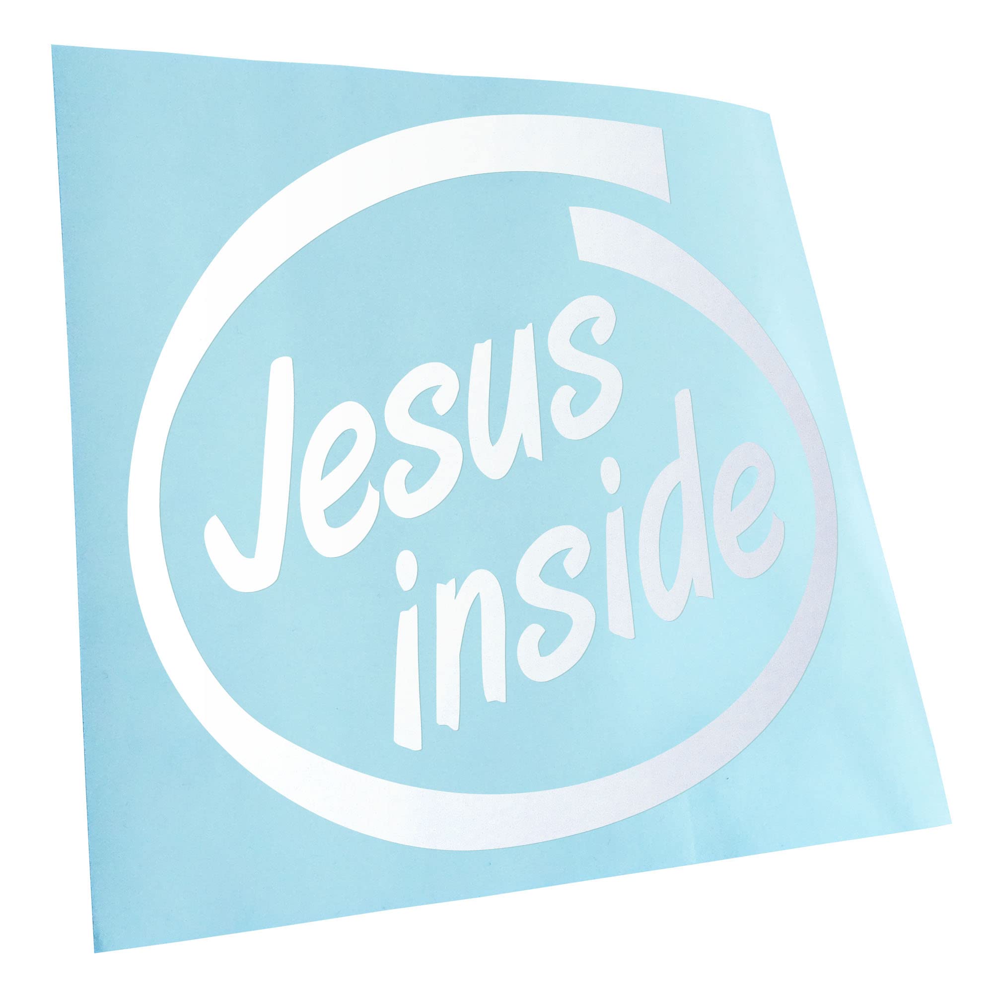 Kiwistar - Car Sticker - Matt White - 10 x 10 cm Jesus Inside Car Sticker for Car, Laptop, Bicycle, Truck, Motorcycle, Multicoloured JDM Decal Racing