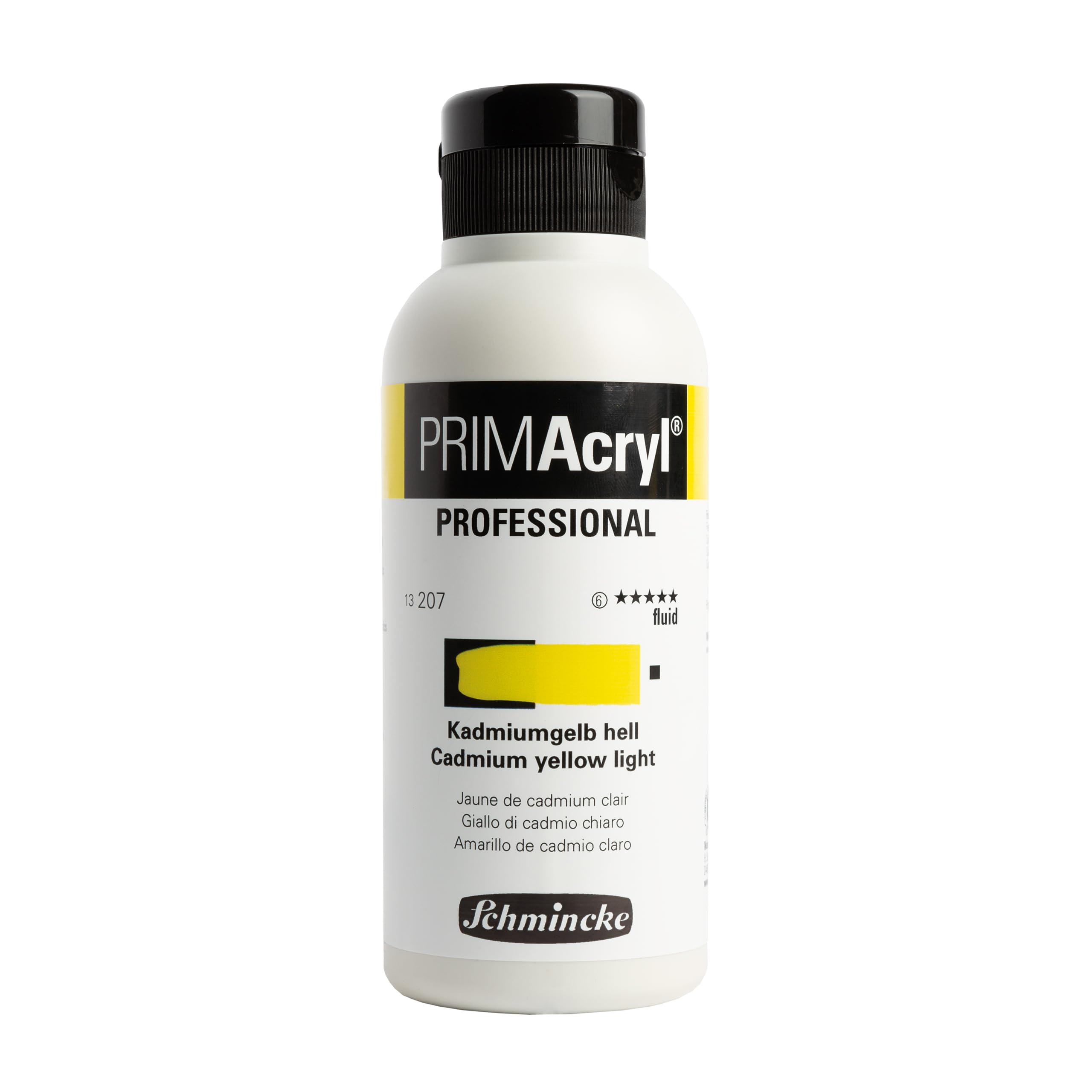 Schmincke - PRIMAcryl® Professional feinste brillante Acrylfarbe, Kadmiumgelb hell fluid, 250 ml Tube, 13 207 027, Premiumacrylfarbe, Acrylmalerei, Profi-Qualität