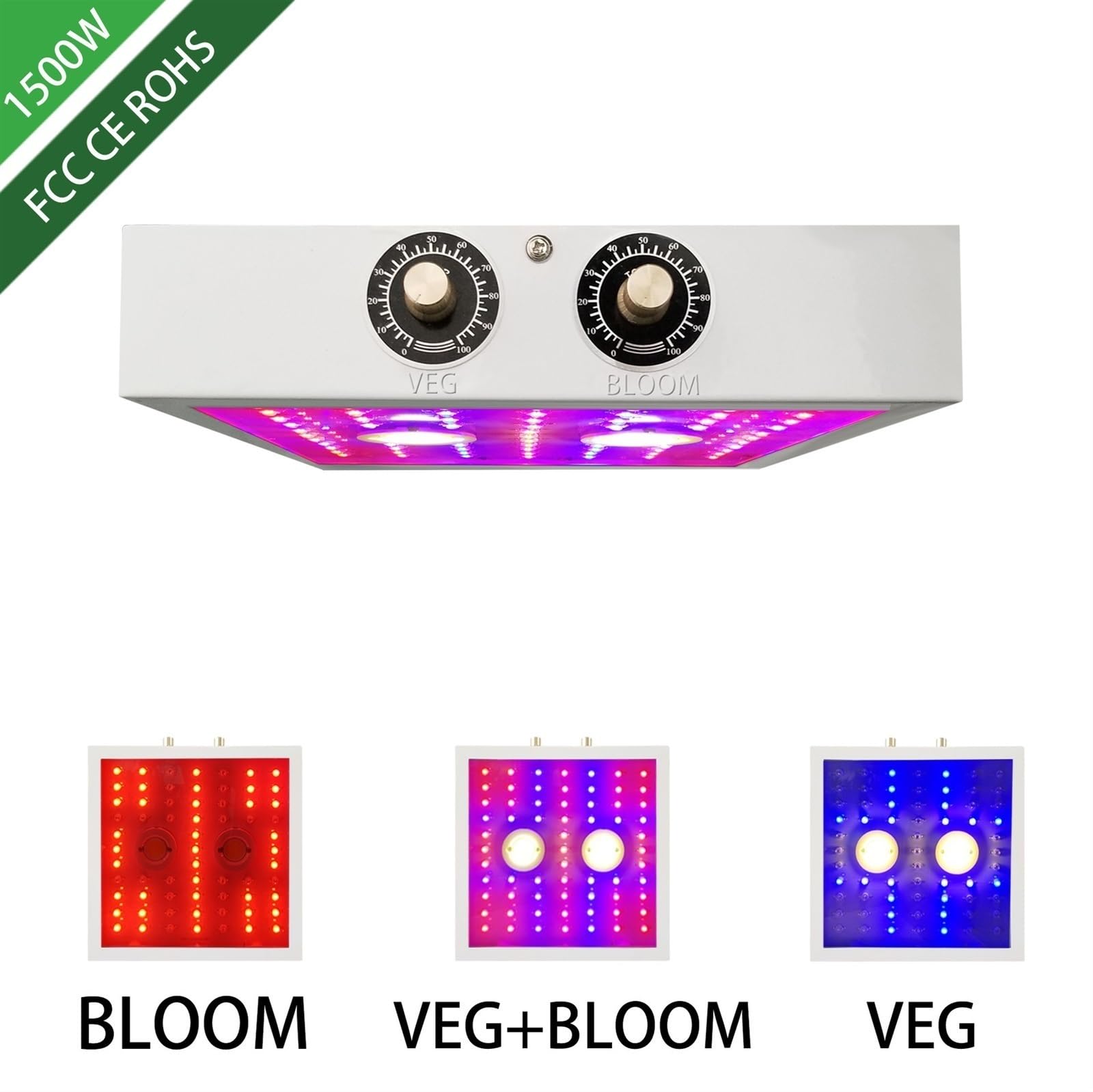 Lámpara de cultivo, Luces LED de cultivo de 1000 W for plantas de interior, espectro completo for plantas de interior, luz de floración de vegetales for invernadero, lámpara de cultivo hidropónico
