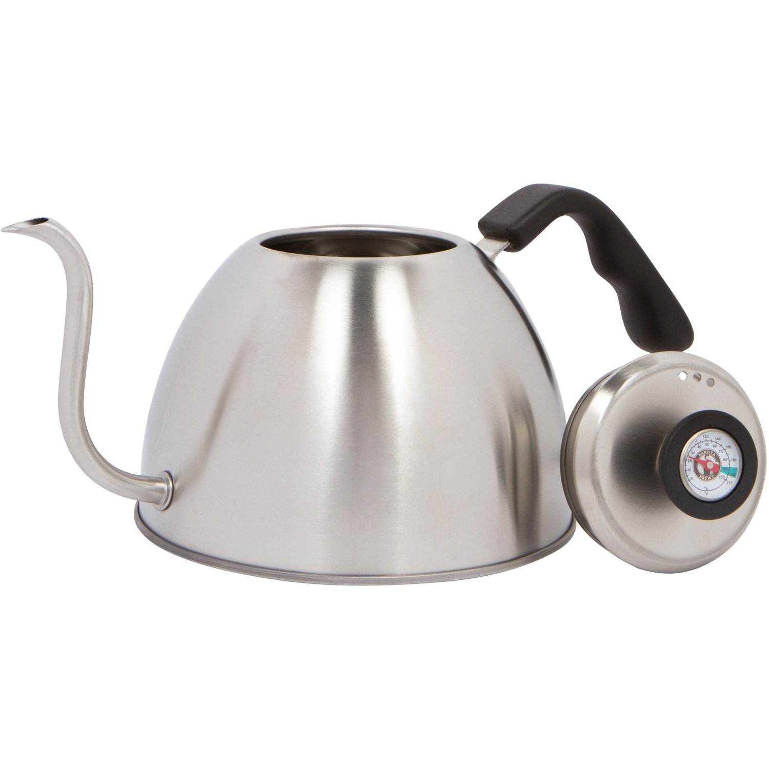 LARGE GOOSENECK POUR OVER COFFEE KETTLE 1.7L - Built-in THERMOMETER - by Barista Brewz- Enjoy delicious coffee like never before