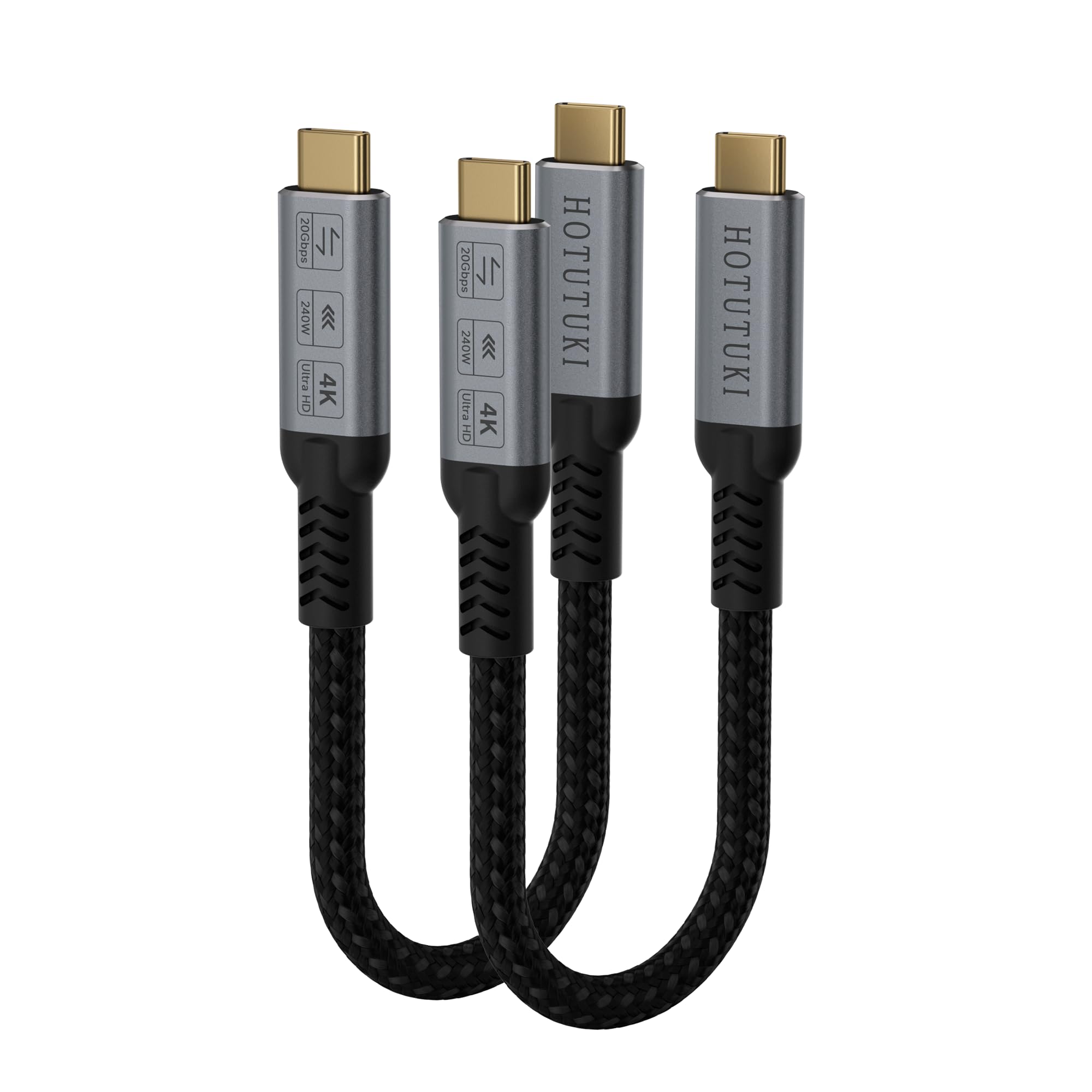 USB C Kabel auf USB C Kurz 15cm[2 Stück 0.15m] Kompatibel mit Thunderbolt 4/3 Cable,USB 3.2 Gen2 Typ C,20 Gbps Datenübertragung,240W 20V/5A Schnellladekabel,4K Video usbc Display für Laptop,Monitor