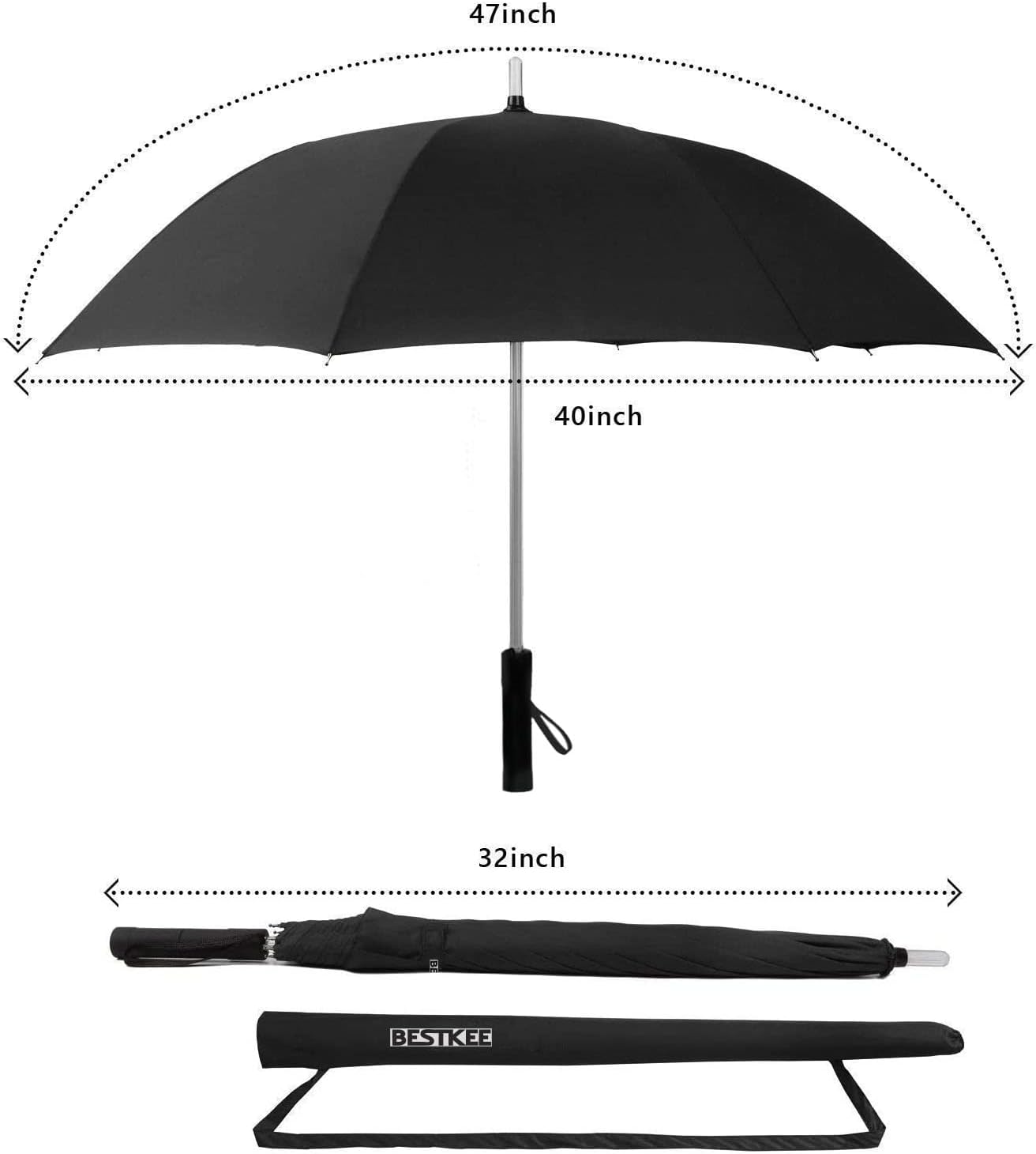 BESTKEE LED Umbrella - Lightsaber Laser Sword Light up Umbrella with 7 Color Changing On the Shaft/Built in Torch at Bottom (Black)