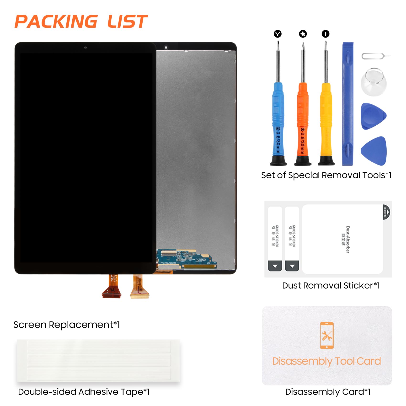 Écran LCD pour Samsung Galaxy Tab A 2019 LCD Display pour Samsung Tab A 2019 SM-T510 SM-T515 10,1" Ecran Replacement Écran Tactile Touchscreen Assemblée avec Réparation Kit, Noir