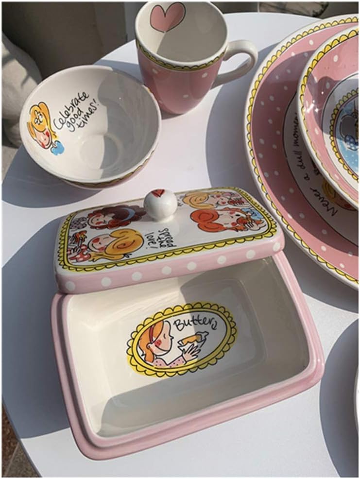 Butter Dishes Porcelain Butter Dish Home and Gifts Cream Butter Dish with Lid Lovely Ceramic Container Ceramic Butter Tray Butter Container