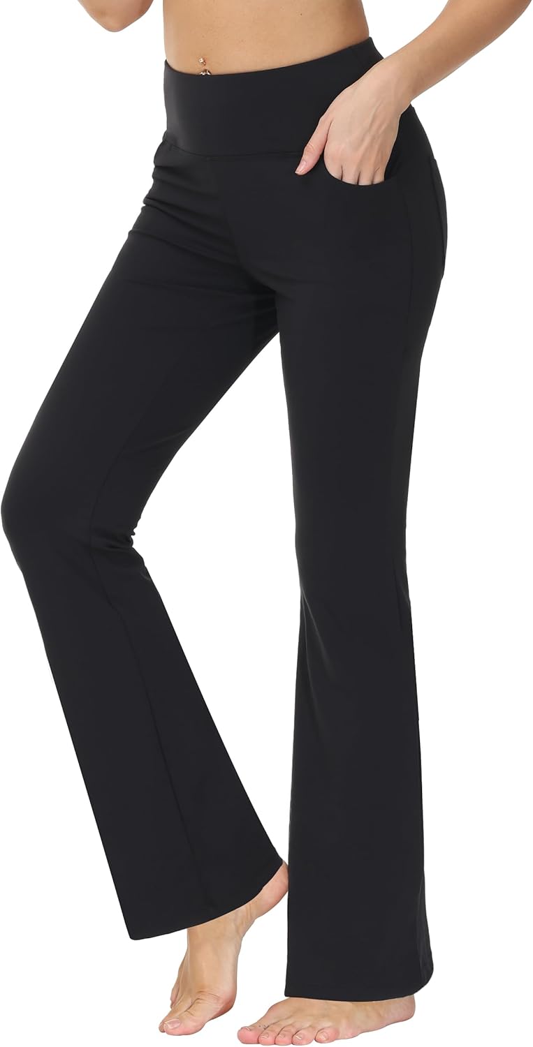 nuveti 29"/31"/33"/35"/37'' High Waist Workout Bootleg Yoga Pants Tummy Control 4 Pocket Workout Yoga Pants Flare Leggings - Image 5