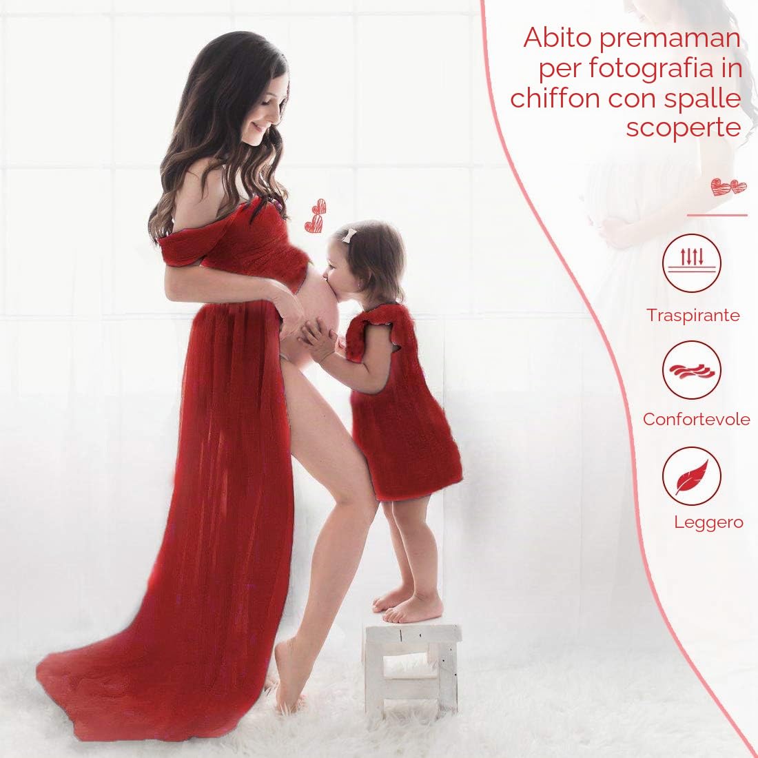 FEOYA-Donne Incinte Maxi Abito Lungo Fotografia Abito Premaman per Servizio Fotografico Puntelli Sexy per Servizio Fotografico Chiffon