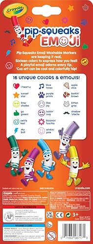 Miniatura 5 de Crayola Sellos Emoji, marcadores lavables Pip Squeaks, regalo para niños y niñas, 16 unidades