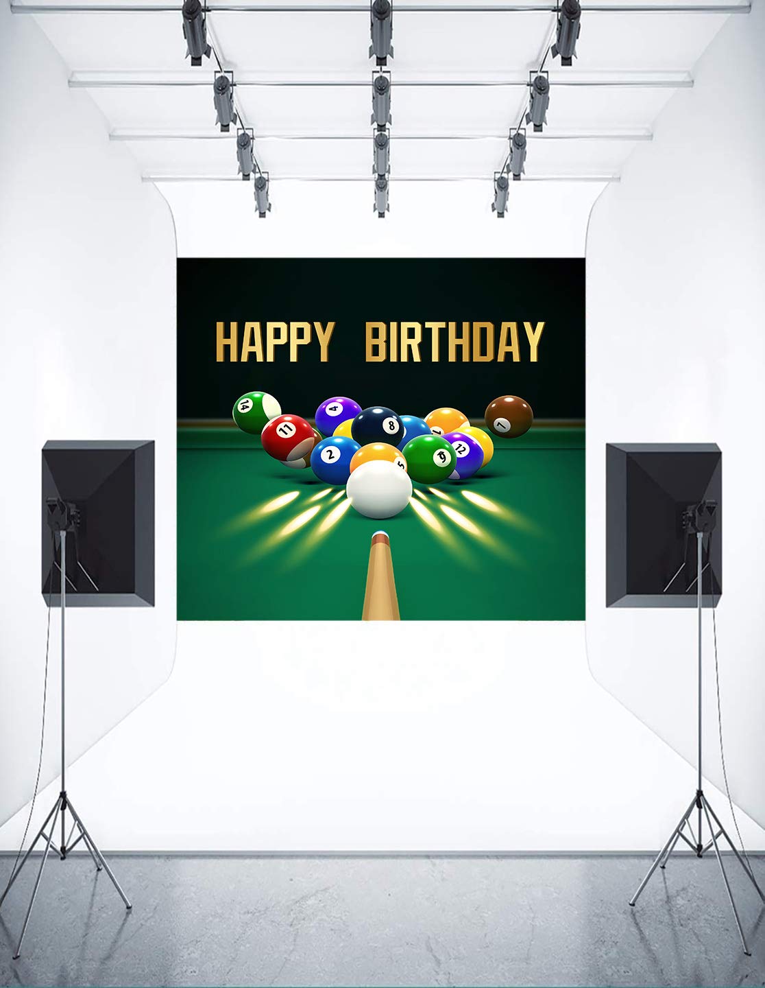 Billard-Hintergrund Banner – 2,1 X 1,5 M, Happy Birthday Motif | Für Fotografie, Partys, Deko, Studio