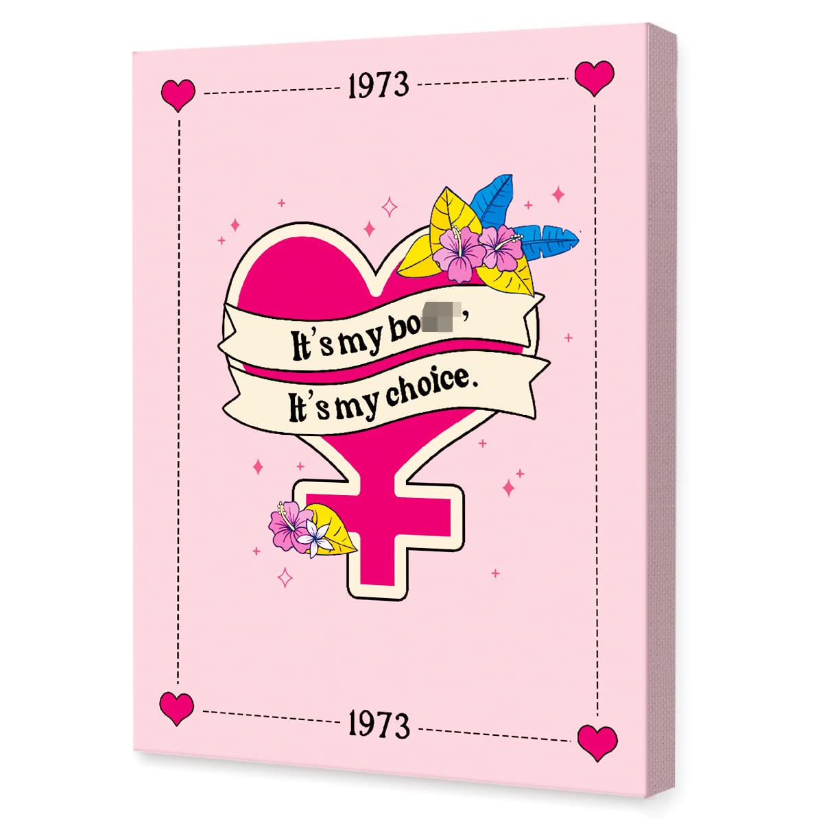 1973 It's My Body It's My Choice Canvas Wall Art, Vintage Feminist Equality Canvas Human Rights Framed Prints Wall Art Ready to Hang for Girl Women Sisters Office Apartment Bedroom Home Wall Decor