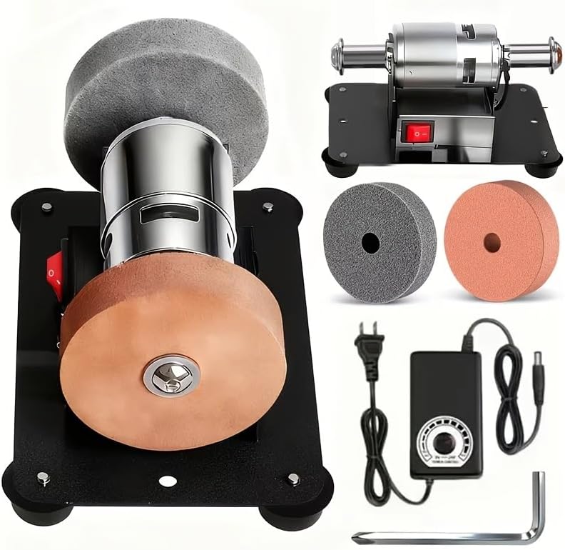 Compact Belt Sander; 7-Speed Variable Speed Electric Belt Sander; Dual Wheel Electric Bench Grinder; Non-Slip Low Noise Metal And Wood Grinding Dual-Head Grinding Machine (Mini Dual-wheel Sander)