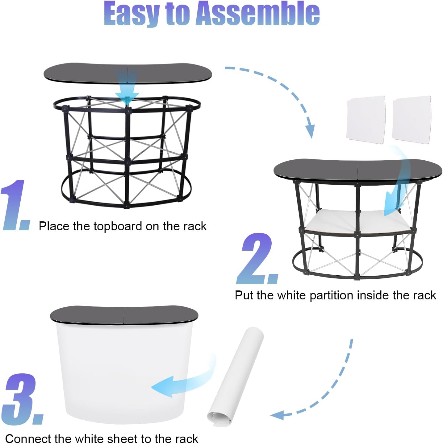 Pull-Net Promotion Table, Foldable Retail Display Reception Desk Promotion Pop Up Display Table, Trade Show Shopping Mall Display Counter Table Stand Exhibition Desk, Capacity 154.32lbs