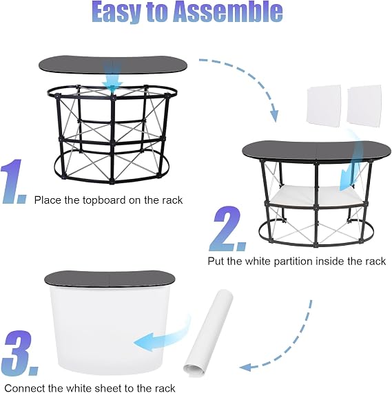 Portable Trade Show Counter 52 x 16 x 35inch Foldable Trade Show Display Exhibition Counter Stand Promotion Retail Bar Table Booth Fair Podium