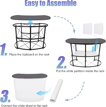 Portable Trade Show Counter 52 x 16 x 35inch Foldable Trade Show Display Exhibition Counter Stand Promotion Retail Bar Table Booth Fair Podium