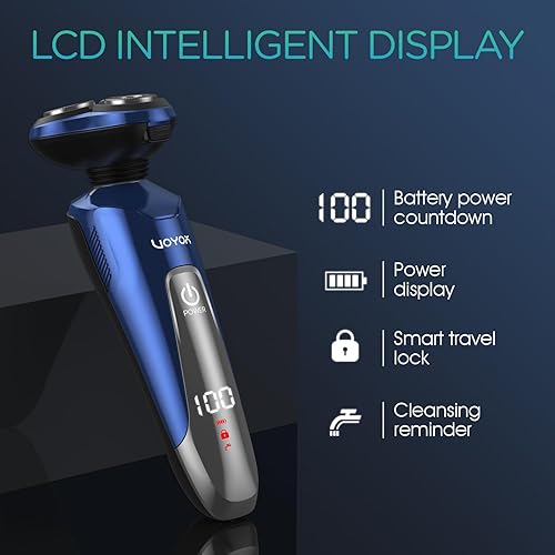Miniatura 5 de VOYOR Maquinilla de afeitar eléctrica para hombres, afeitadoras inalámbricas para afeitarse con patillas faciales, nariz, oído, pelo, recargable,