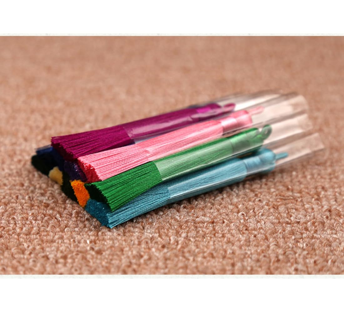 DERAYEE 100 nappe fatte a mano, in seta, per segnalibri, nappe con cordoncino per la creazione di gioielli e progetti fai da te (25 colori assortiti