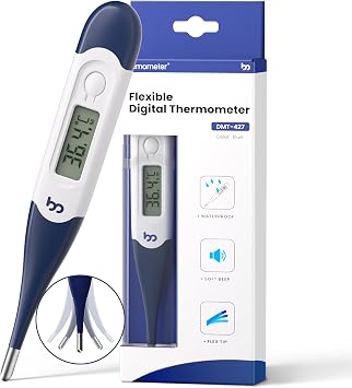 Digital Thermometer with Flexible Tip - Fast Accurate Oral, Underarm & Rectal for Adults, Kids & Baby