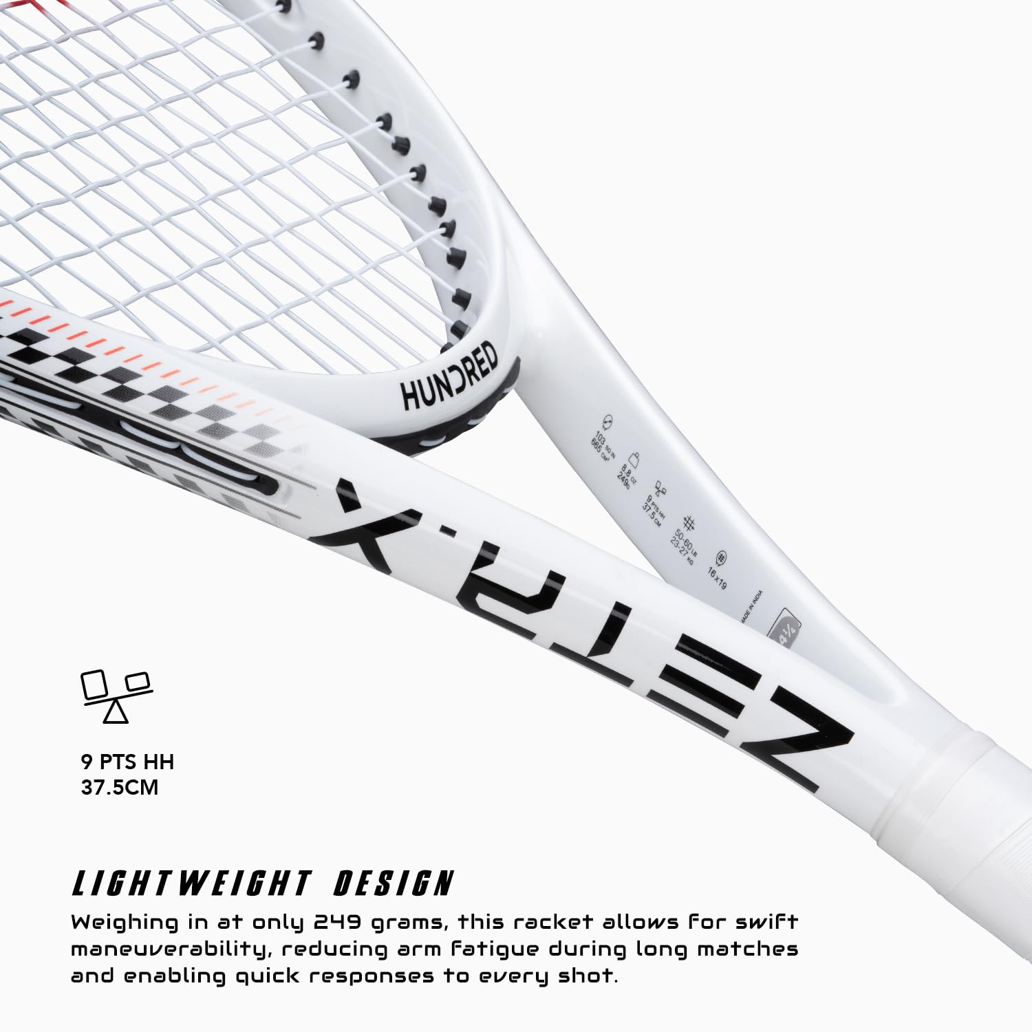 HUNDRED Zeta X Strung Tennis Racket with Full Cover | 9 Points Head Heavy
