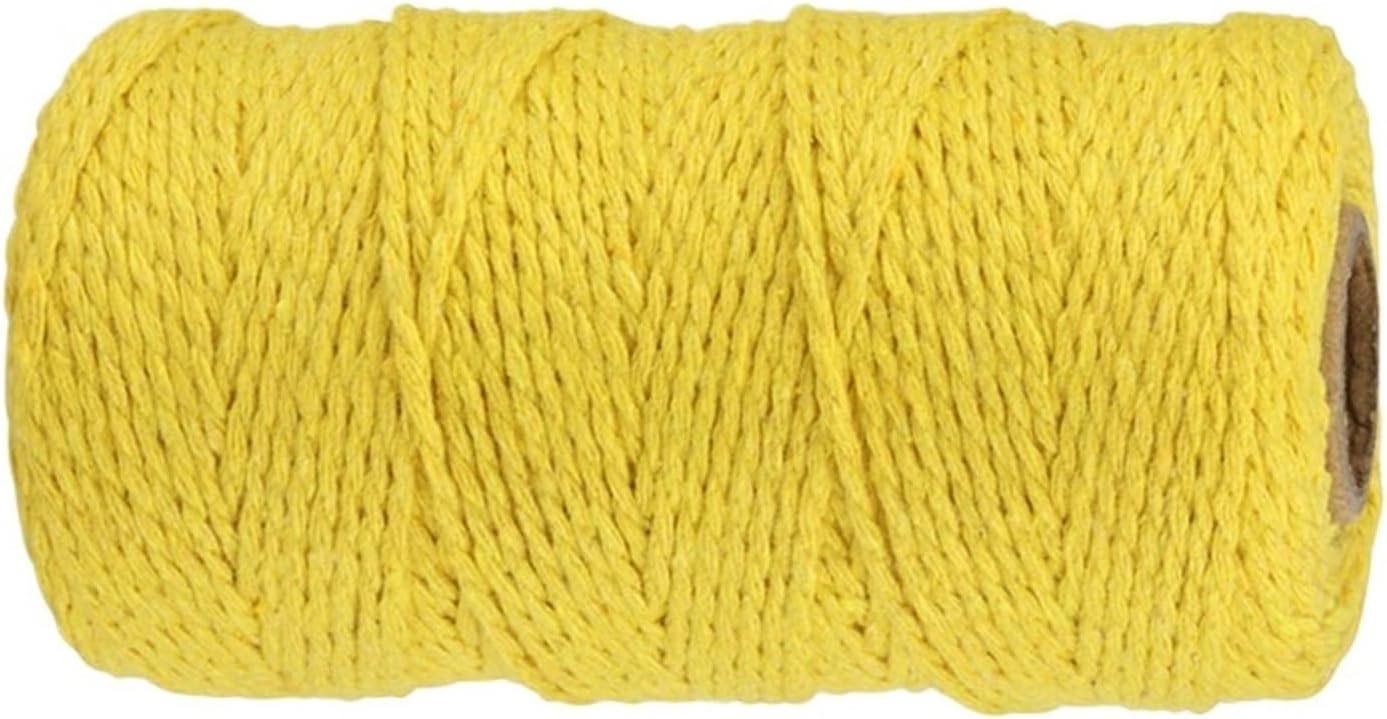 Cooking Twine 5rolls Twine for Crafts 2mm 100M Macrame Cord Rope Cotton Thread String DIY Sewing Handmade Wall Hangings Bohemia Wedding Party Home Decor for Crochet(SLQ 10 Yellow)