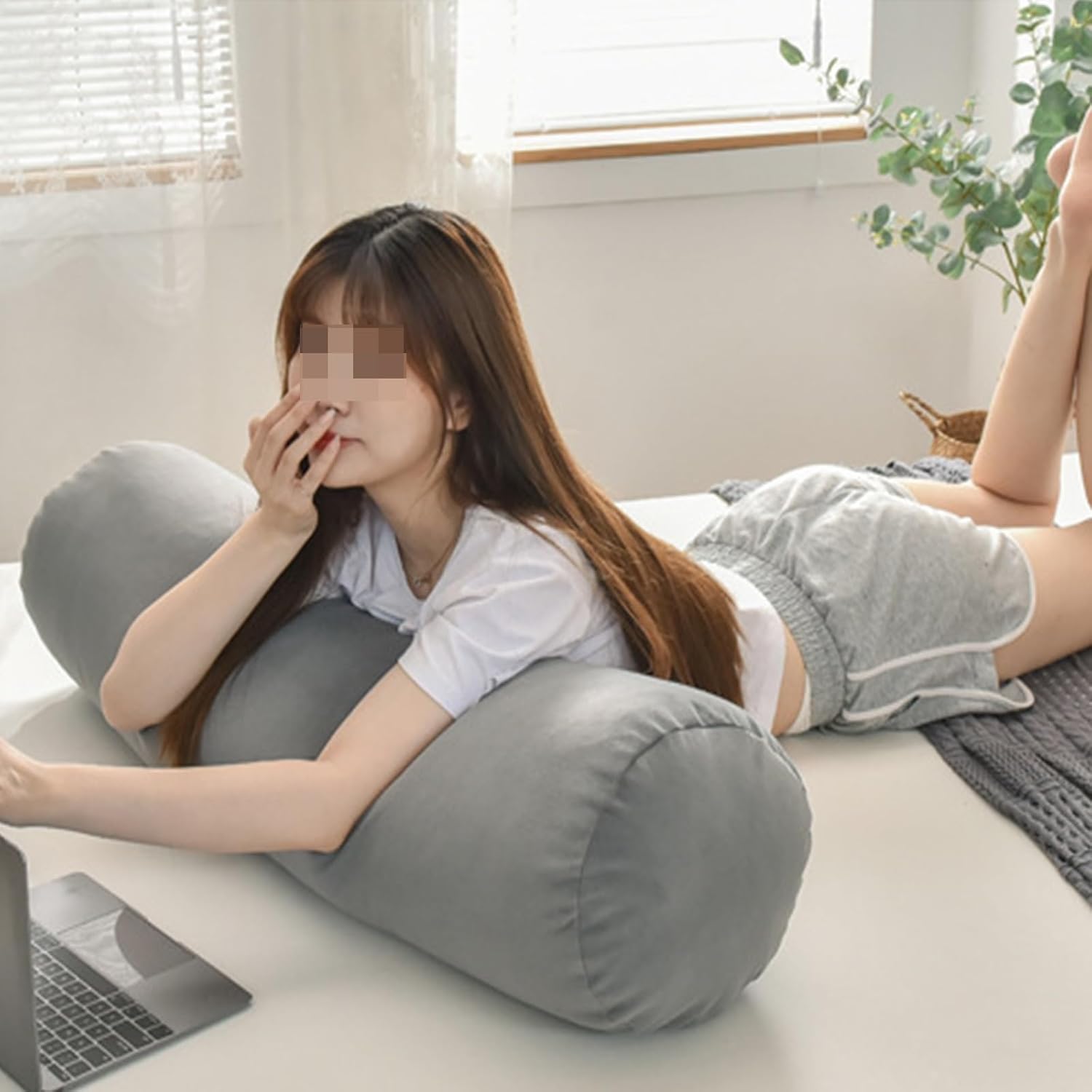 Long Pillow for Bed – Round Bolster Pillow for Adults, Body Pillow for Sleeping, Ergonomic Support(Coffee,120 * 25cm)
