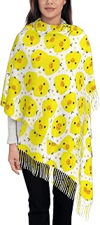 Elegant YELLOW chicken Print Tassel Scarf â€“ Lightweight Ladiery Shawls Wraps, Casual Travel Pashmina