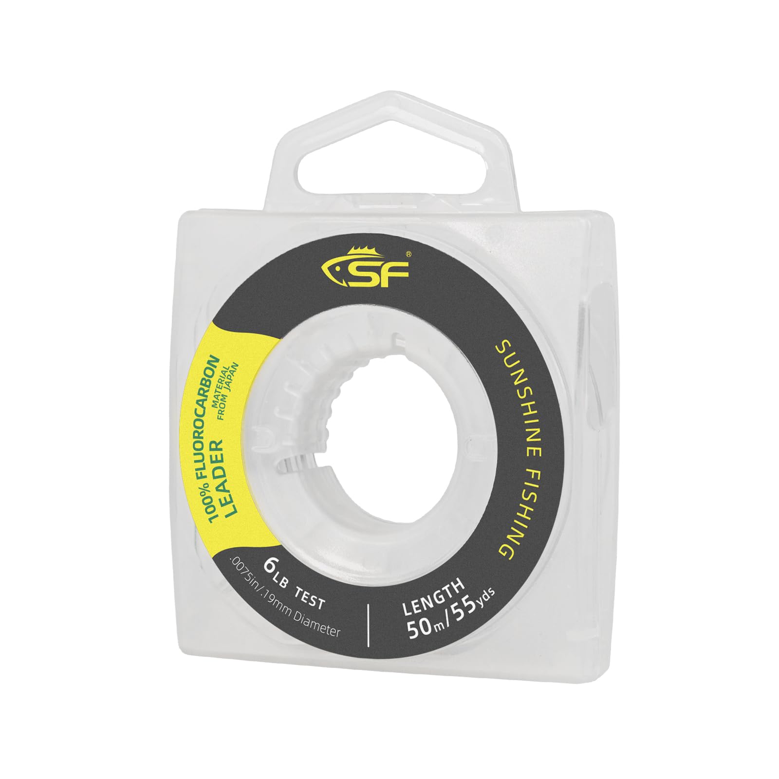SF 100% Pure Fluorocarbon Leader Material Fishing Line Virtually Invisible Shock Resistant Increased Sensitivity Sink Fast Clear 55yd