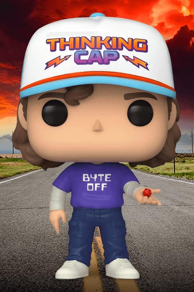 Funko Stranger Things POP! Television Dustin w/ Thinking Cap Exclusive Vinyl Figure #1249 [Byte-Off Shirt]