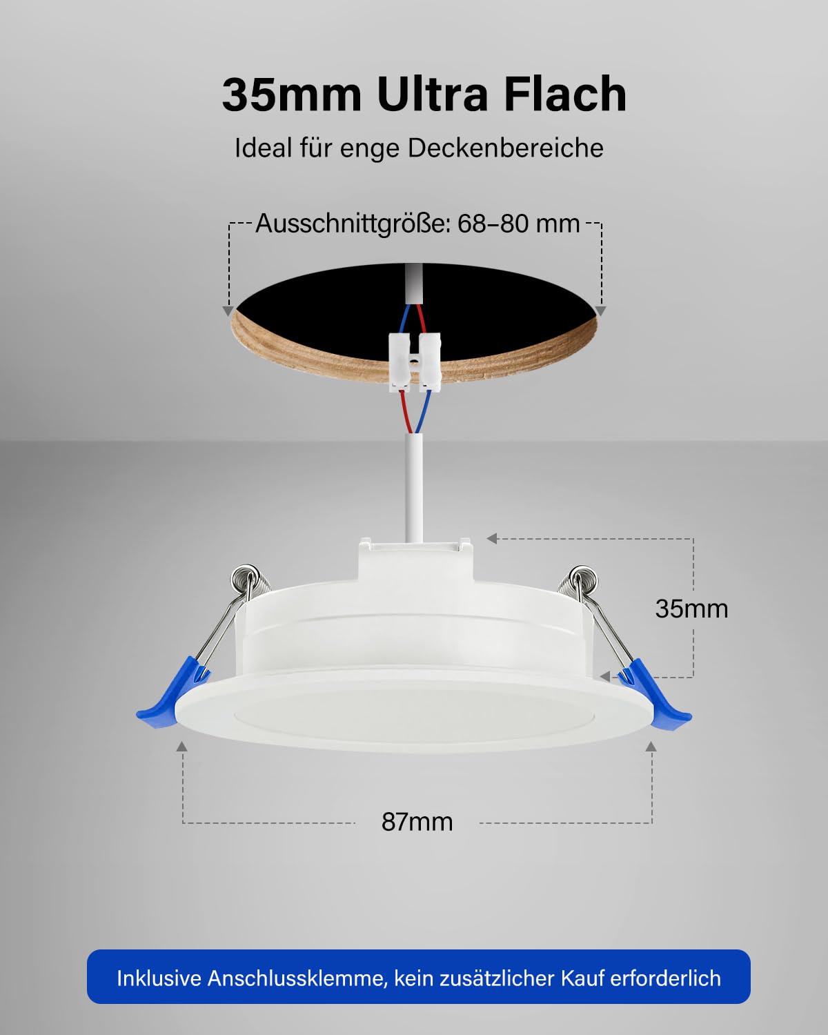 Leselux Einbaustrahler LED Dimmbar, 10x 6W LED Spot 230V IP65 4000K Neutralweiß 400LM, Einbauleuchten Für Das Bad, Deckenspots 68-80mm, Einbauspots Weiß für Badezimmer Küche Wohnzimmer Loft