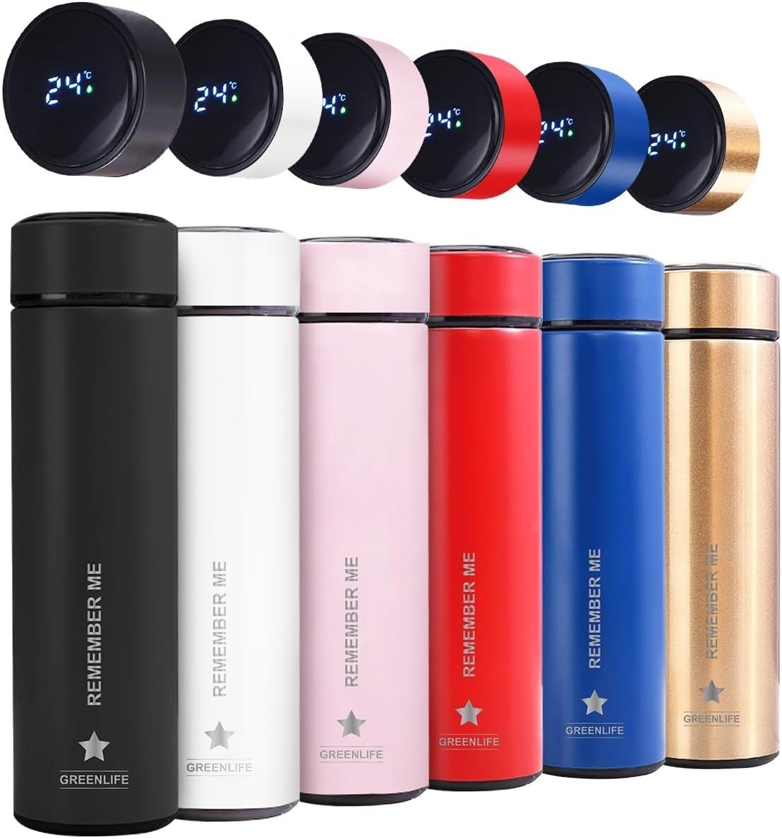 GreenLife Hydro Smart – Botella de agua deportiva con pantalla LED de temperatura, acero inoxidable aislado al vacío, frío 36 horas, caliente 24