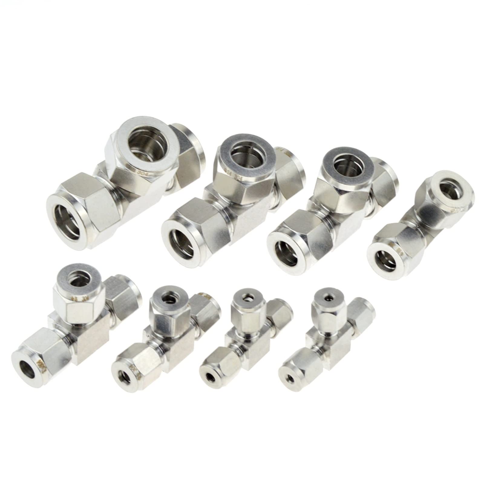 Coupling, Stainless Steel Hex Nipple,Pipe-Fitting T Shaped 3 Way Compressor Fitting, Tube Ferrule Union Compression SS Pipe Connector Stainless Steel 304(6mm)