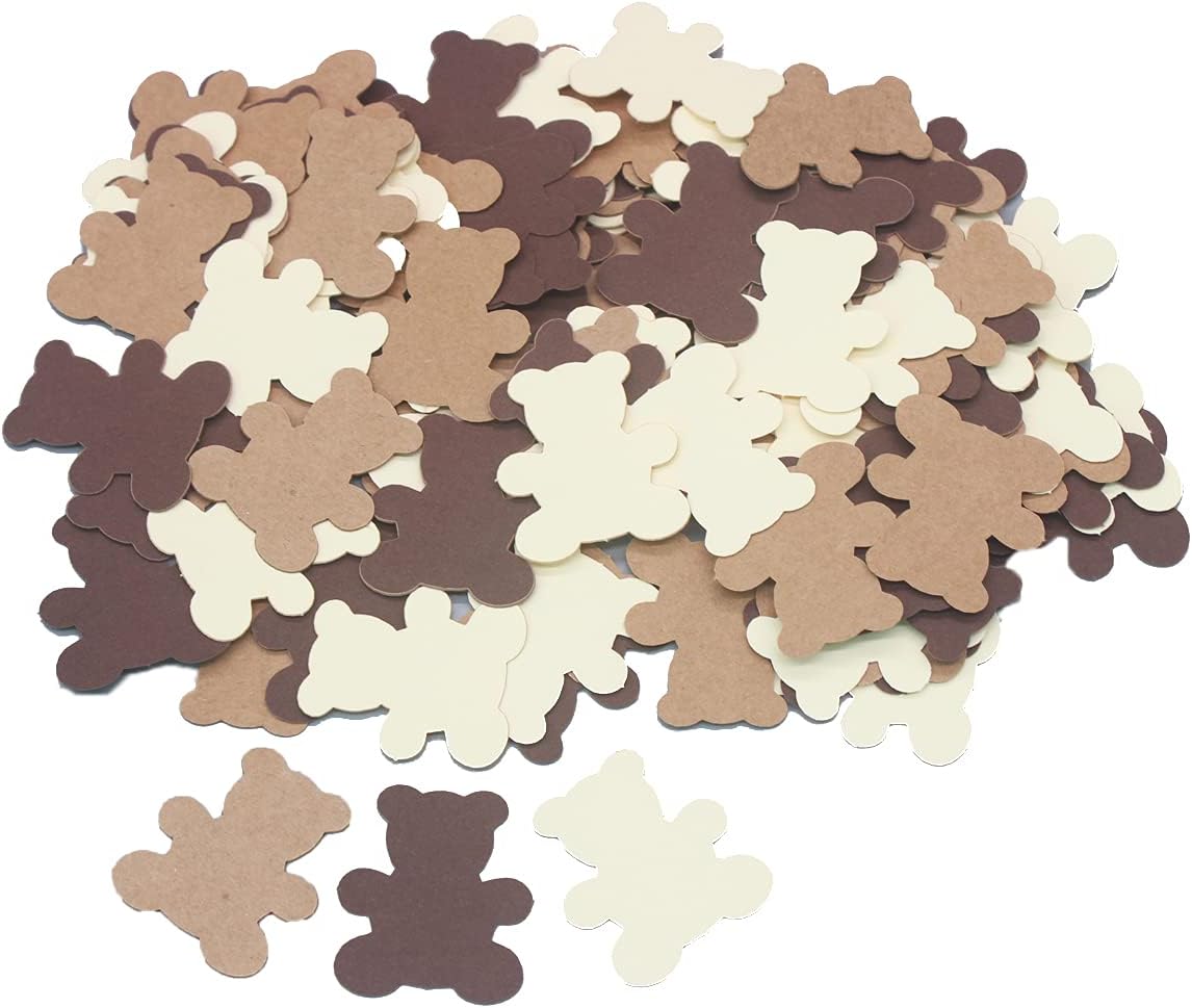 ALLHEARTDESIRES 300PCS Cream Brown Teddy Bear Baby Shower Table Confetti Sprinkles Scatter, We Can Bearly Wait Baby Shower Decorations, Boy Girl First Birthday Nuetral Rustic Party Décor