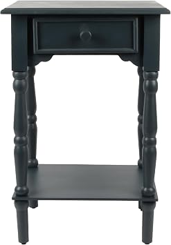 Decor Therapy Jane Nightstand Side Table with a Drawer, Shelf, Traditional Design, Navy 17" D x 14" W x 26" H