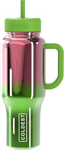 Miniatura 8 de Coldest - Vaso con asa y tapa con pajilla, 3 tapas aisladas, reutilizable, de acero inoxidable, taza de viaje, regalos para mujeres, él y ella,