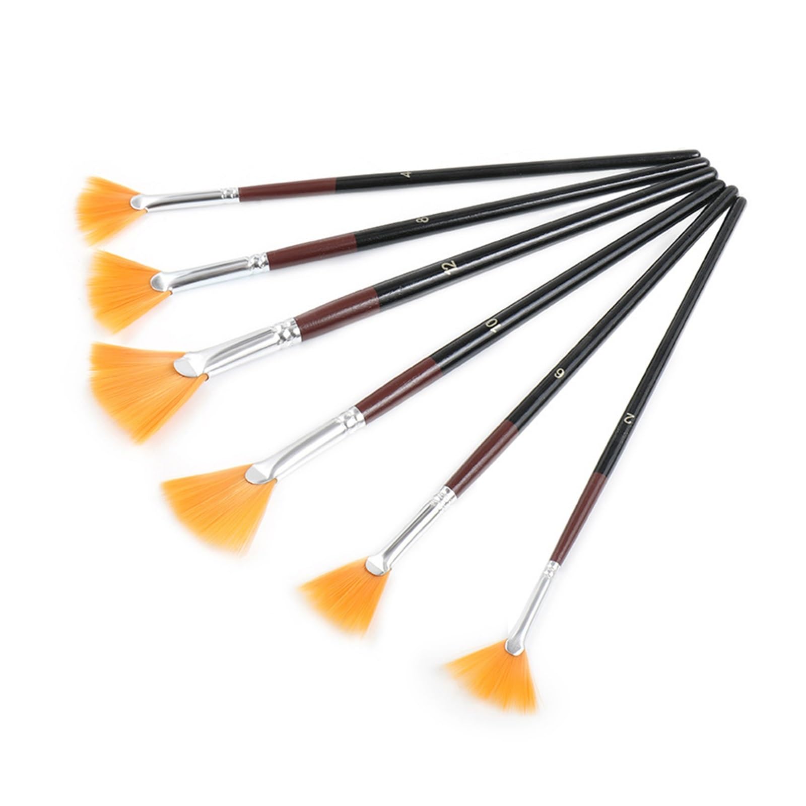 Sjdopulse D 6Pcs Fan Shape Gouache Painting Brush Nylon Hair Wooden Handle Artist Paint Brushes Set Rawing Art Supplies