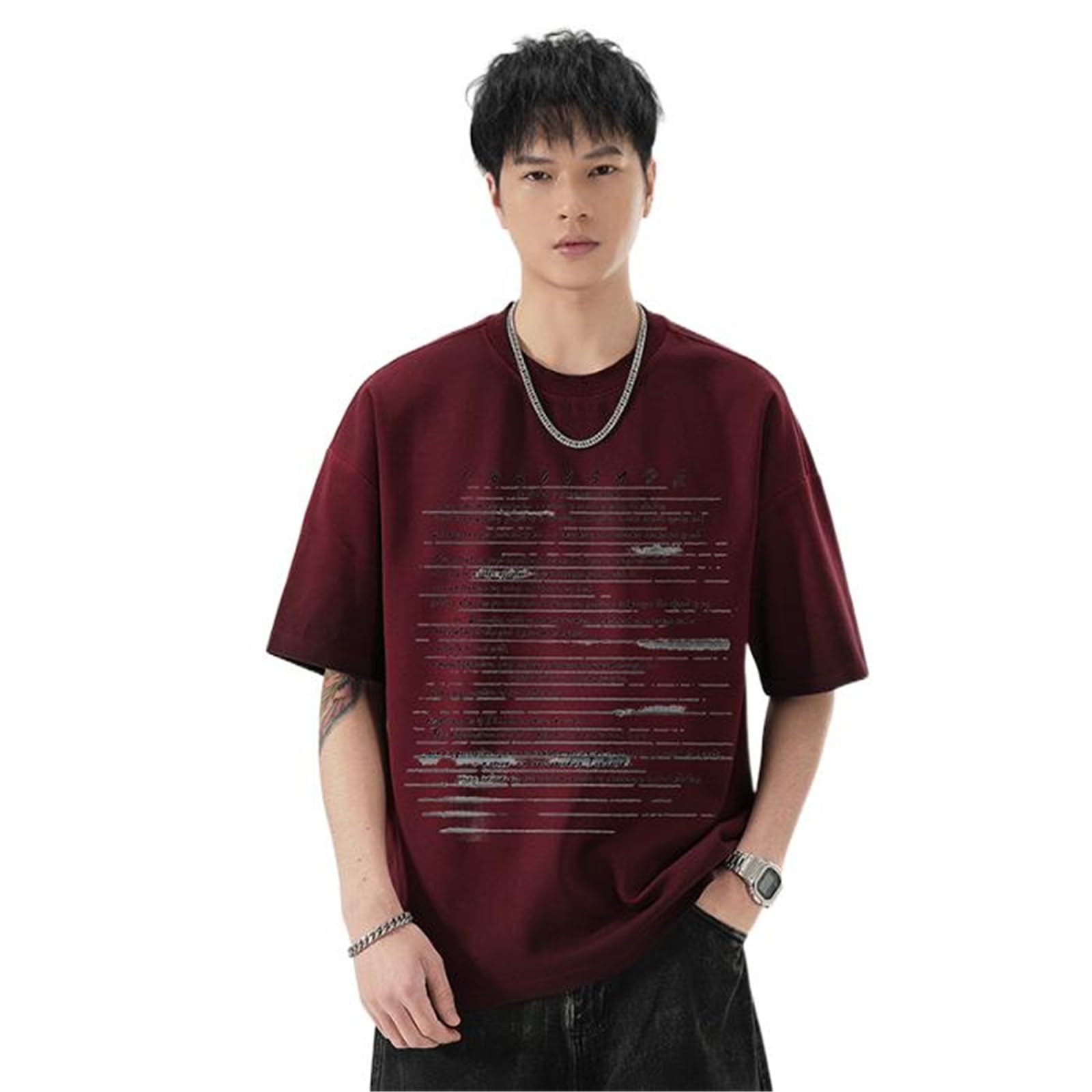 Herren T-Shirt Sommer Vintage Rundhals Bedruckt Casual Kurzarm Oberteil